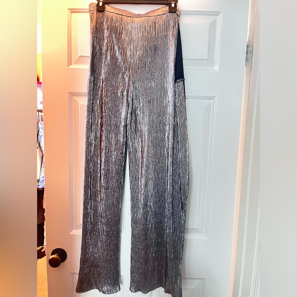 Zara Metallic Silver Wrap Pants - Picture 14 of 16